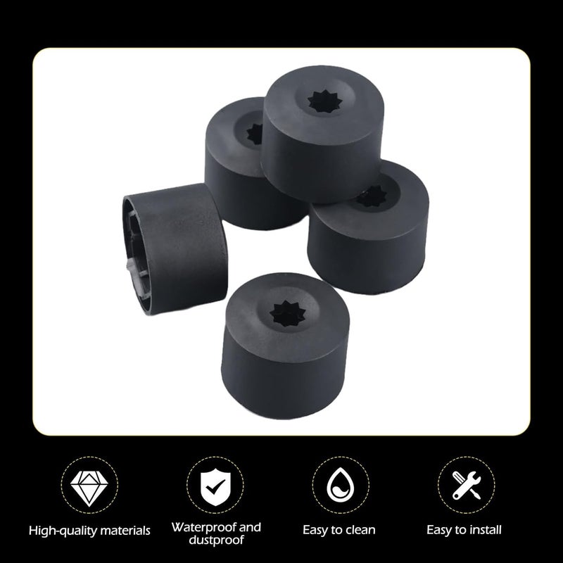 Zikefest 20PCS Car Wheel Lug Nut Covers, 17mm Tire Bolt Caps Compatible with VW, Jetta, Beetle, Passat, GTI, CC, Black Lug Nut Cap with Removal Tool - Image 5